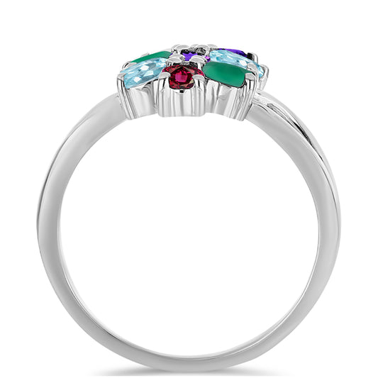 Stříbrný Prsten s Marockým Ametystem a se Zeleným Achátem