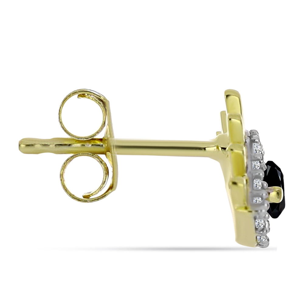 Pozlacené Stříbrné Náušnice s Černým spinelem a Bílým Topazem