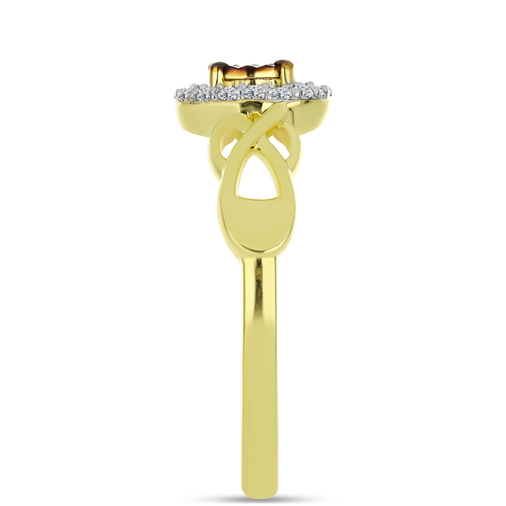 Pozlacený Stříbrný Prsten s Modrým Diamantem a Bílým Topazem