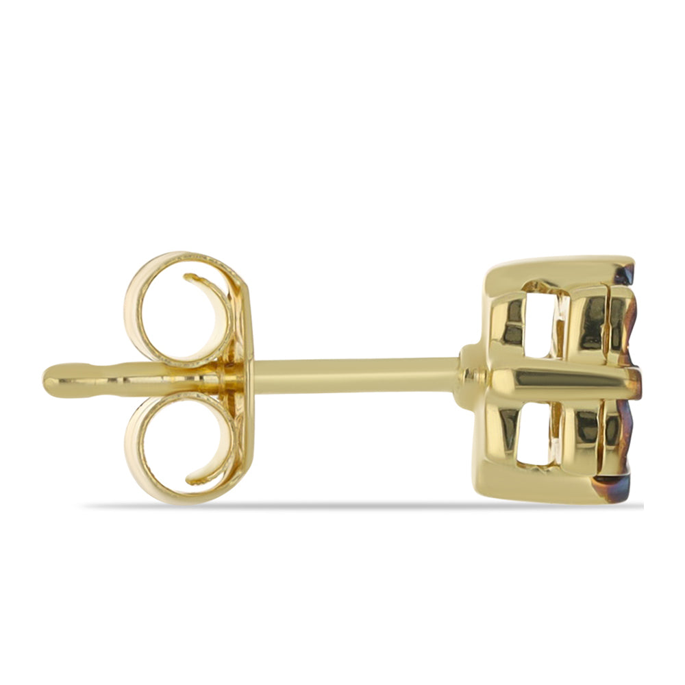 Pozlacené Stříbrné Náušnice s Modrým Diamantem