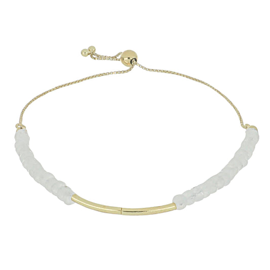 Pozlacené Stříbro 925/1000 - Náramek s Duhovým Měsíčním Kamenem - Karátové číslo: 15. přibližná hmotnost: 5.4 gramů