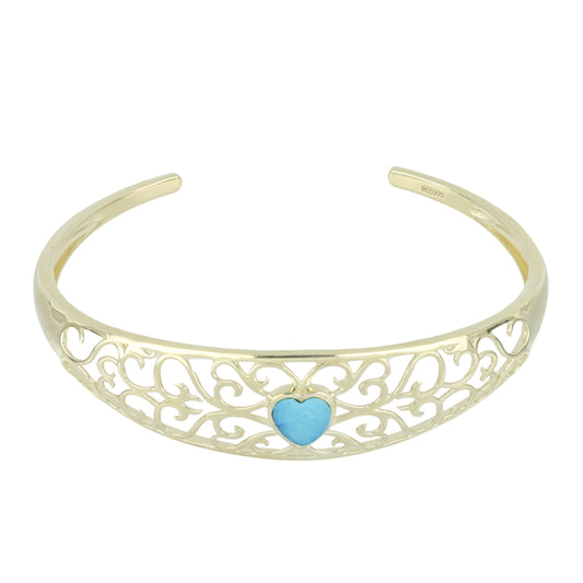 Pozlacené Stříbro 925/1000 - Náramek s Tyrkysem Sleeping Beauty - Karátové číslo: 1.08. přibližná hmotnost: 13.35 gramů