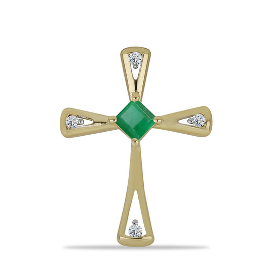 Pozlacené Stříbro 925/1000 - Přívěsek s Brazilským Smaragdem a Bílým Topazem - Karátové číslo: 0.63. přibližná hmotnost: 3.12 gramů