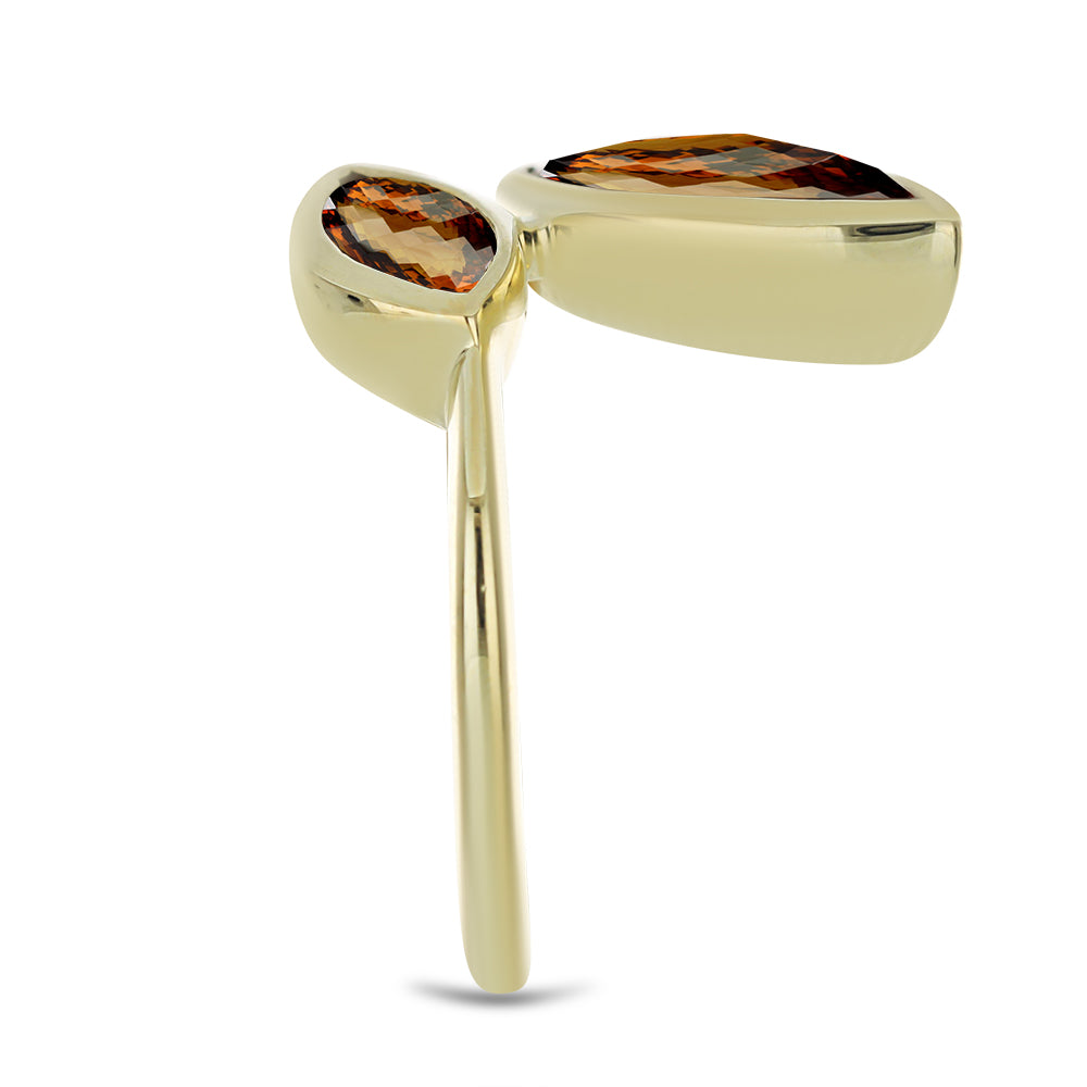Pozlacený Stříbrný Prsten s Koňakovým Křemenem