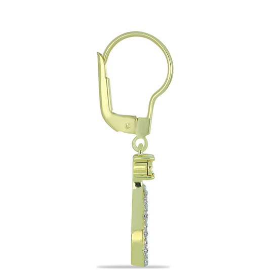 Pozlacené Stříbrné Náušnice s Červeným Diamantem a Bílým Diamantem