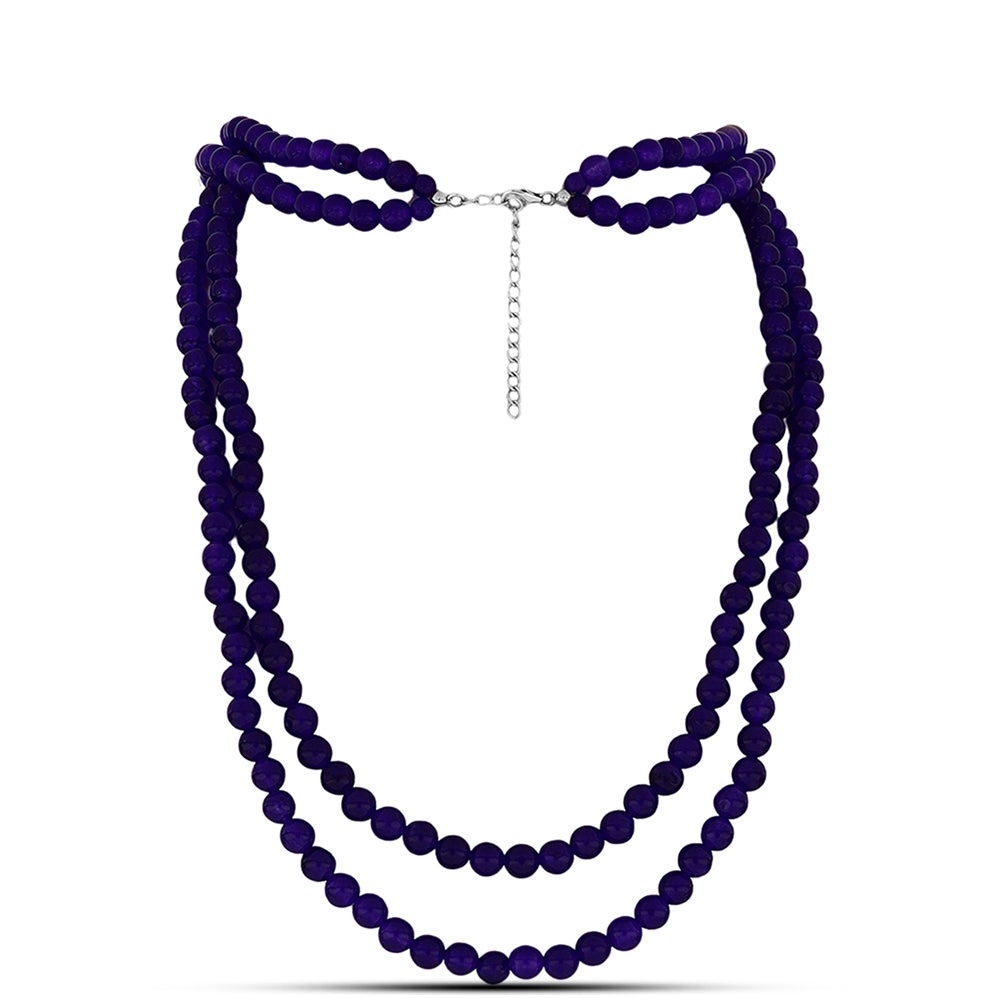Stříbrný Náhrdelník s Purpurovým Jadeitem