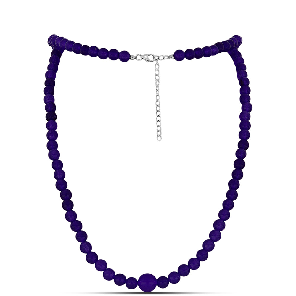 Stříbrný Náhrdelník s Purpurovým Jadeitem