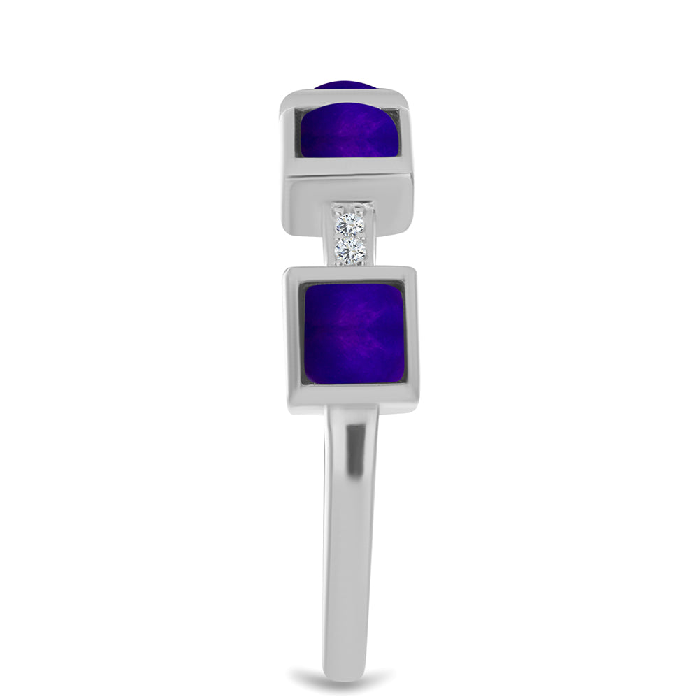 Stříbrný Prsten s Purpurovým Jadeitem a Bílým Topazem
