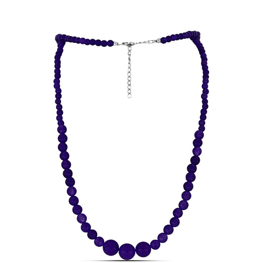 Stříbro 925/1000 - Náhrdelník s Purpurovým Jadeitem - Karátové číslo: 102.65. přibližná hmotnost: 21.45 gramů