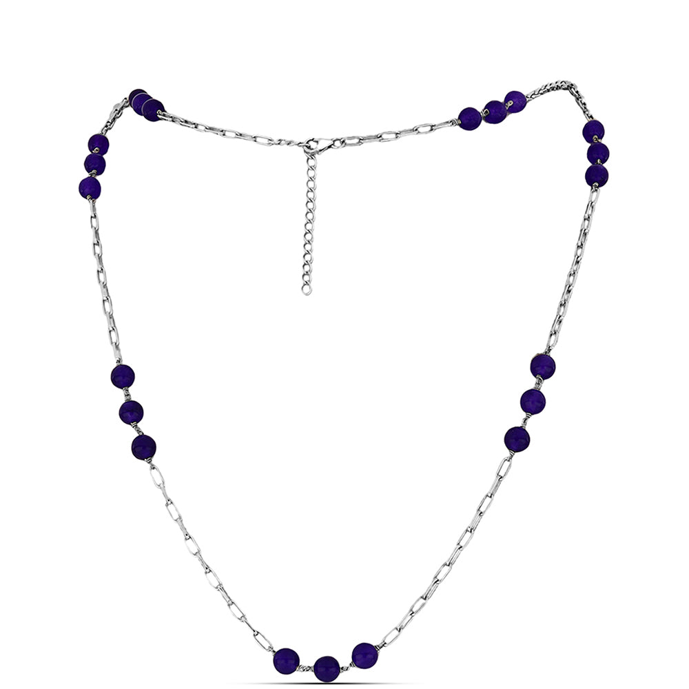 Stříbrný Náhrdelník s Purpurovým Jadeitem