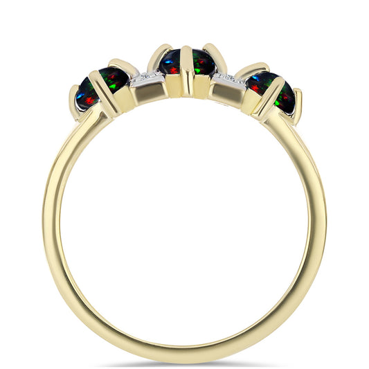 Pozlacený Stříbrný Prsten s Půlnočně Černým Etiopským Opálem z Lega Dembi a Bílým Topazem