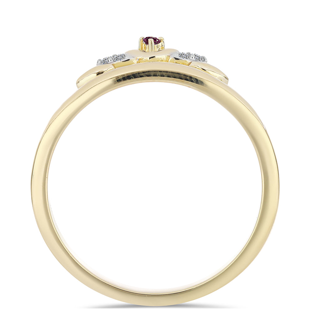 Pozlacený Stříbrný Prsten s Purpurovým Diamantem a Bílým Diamantem