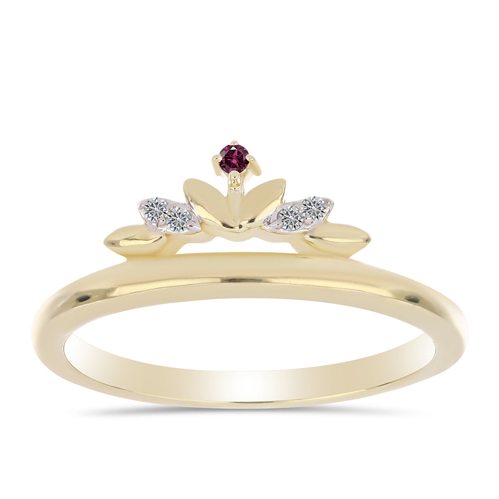Pozlacený Stříbrný Prsten s Purpurovým Diamantem a Bílým Diamantem