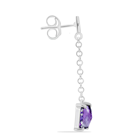 Stříbrné Náušnice s Marockým Ametystem