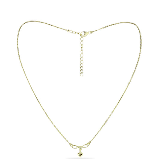 Pozlacené Stříbro 925/1000 - Náhrdelník s Champagne Diamantem - Karátové číslo: 0.01. přibližná hmotnost: 3.02 gramů