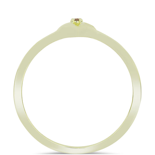 Pozlacené Stříbro 925/1000 - Prsten s Champagne Diamantem - Karátové číslo: 0.02. přibližná hmotnost: 1.45 gramů