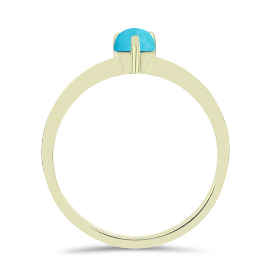 Pozlacené Stříbro 925/1000 - Prsten s Tyrkysem Sleeping Beauty - Karátové číslo: 0.39. přibližná hmotnost: 1.82 gramů