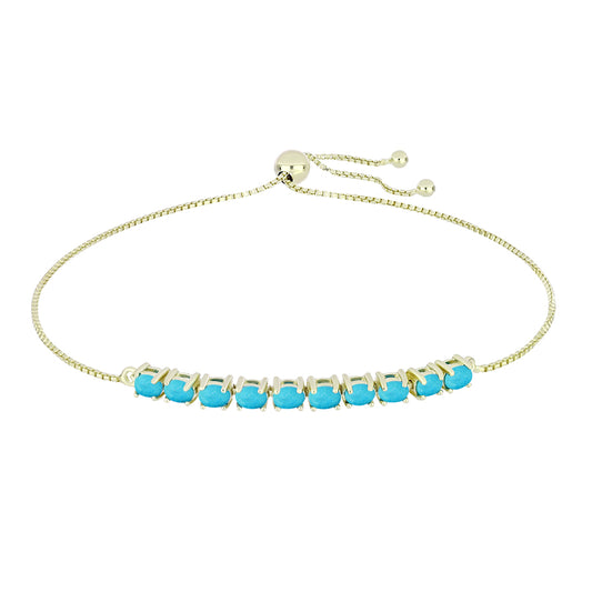 Pozlacený Stříbrný Náramek s Tyrkysem Sleeping Beauty