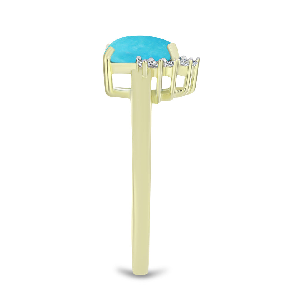 Pozlacený Stříbrný Prsten s Tyrkysem Sleeping Beauty a Bílým Topazem