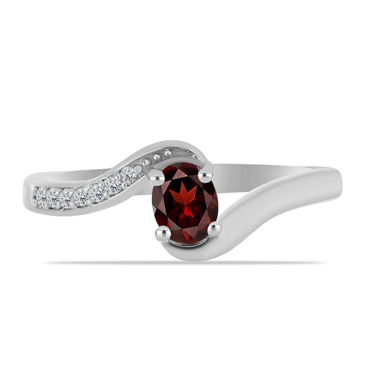 Stříbrný Prsten s Bartonským Granátem a Bílým Topazem