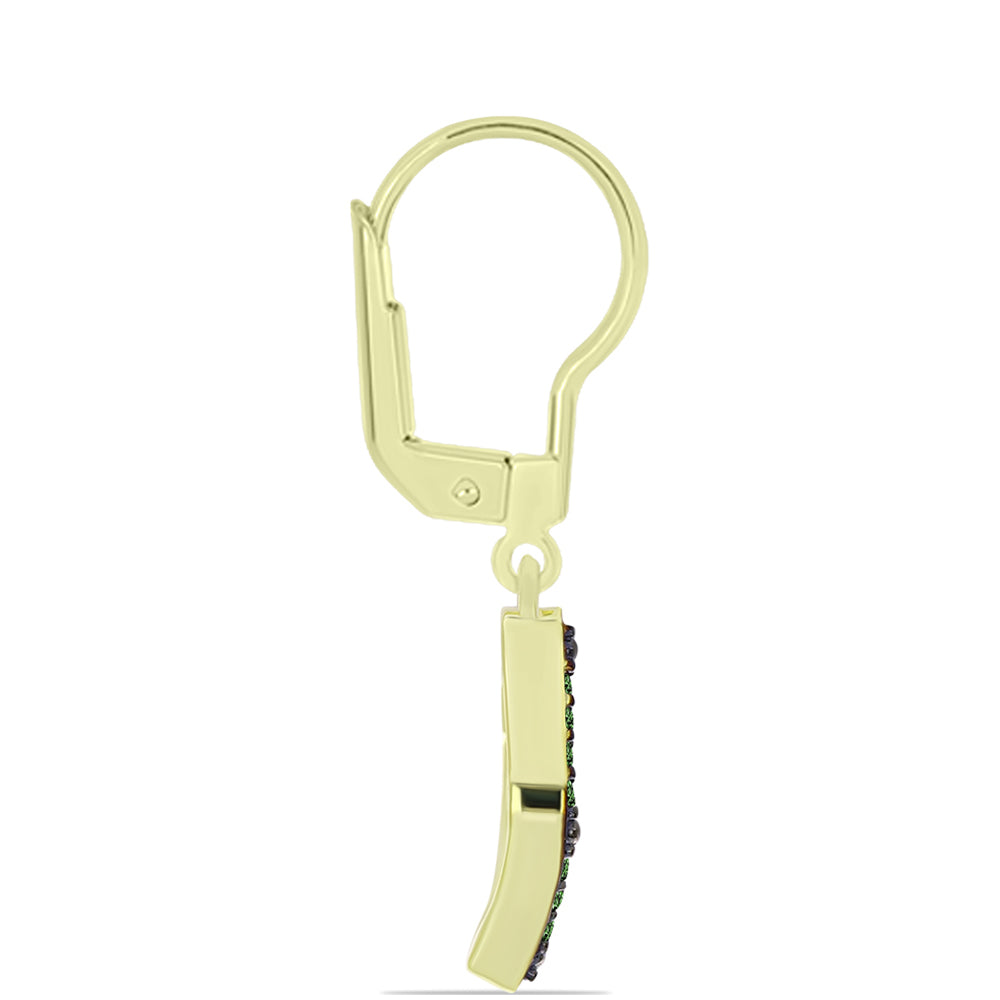 Pozlacené Stříbrné Náušnice se Zeleným Diamantem