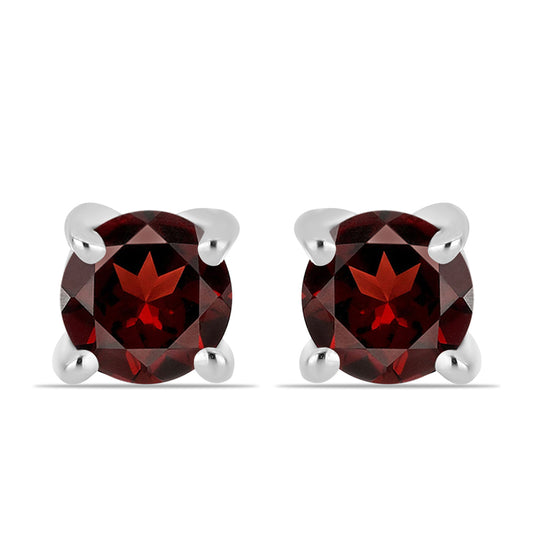 Stříbro 925/1000 - Náušnice s Bartonským Granátem - Karátové číslo: 0.77. přibližná hmotnost: 0.91 gramů