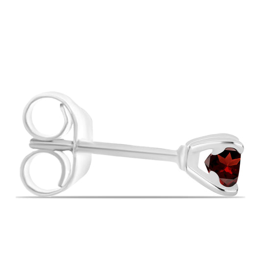 Stříbro 925/1000 - Náušnice s Bartonským Granátem - Karátové číslo: 0.77. přibližná hmotnost: 0.91 gramů