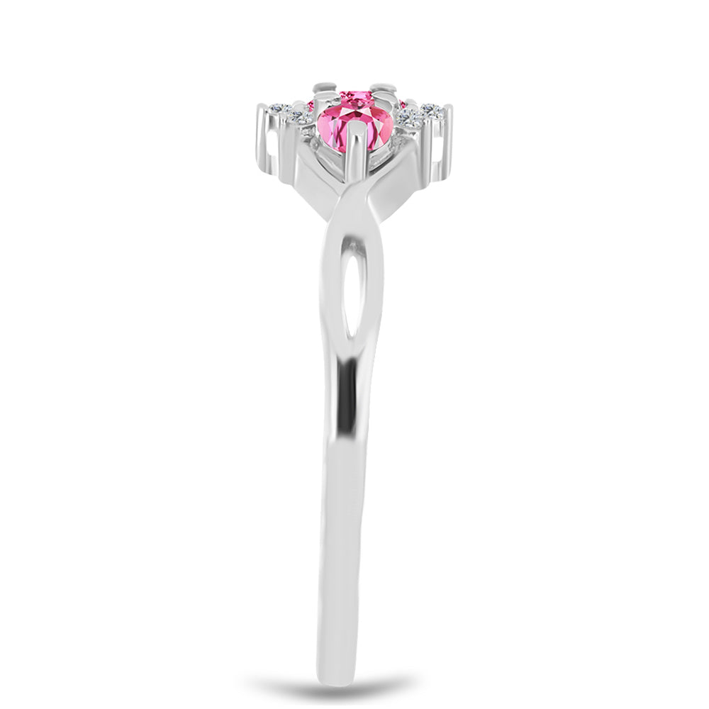 Stříbrný Prsten s Růžovým Turmalínem z Pelmadulla a Bílým Topazem