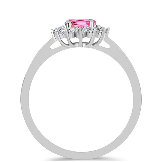 Stříbrný Prsten s Růžovým Turmalínem z Pelmadulla a Bílým Topazem