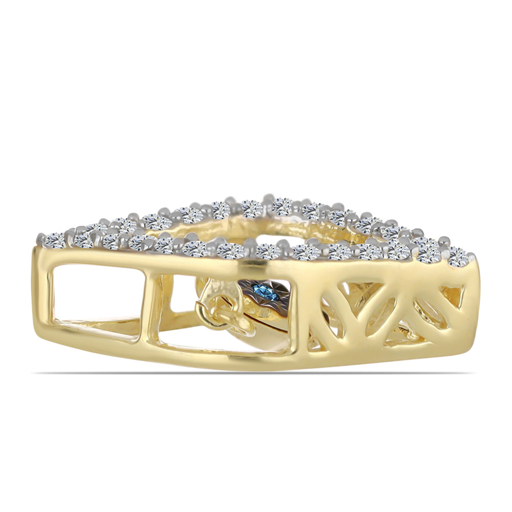 Pozlacený Stříbrný Přívěsek s Modrým tančícím diamantem a Bílým Topazem