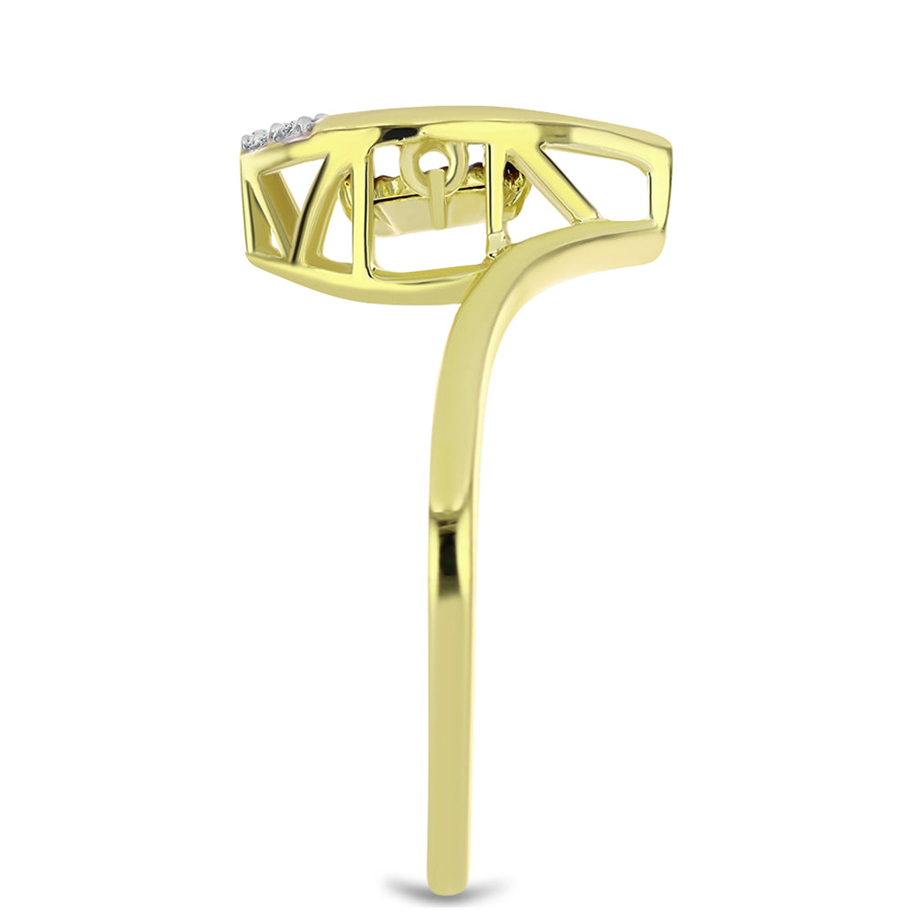 Pozlacený Stříbrný Prsten s Modrým tančícím diamantem a Bílým Topazem