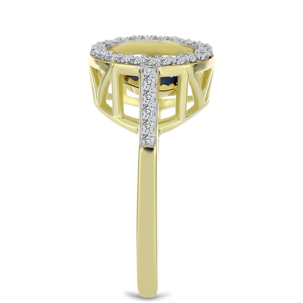 Pozlacený Stříbrný Prsten s Modrým tančícím diamantem a Bílým Topazem