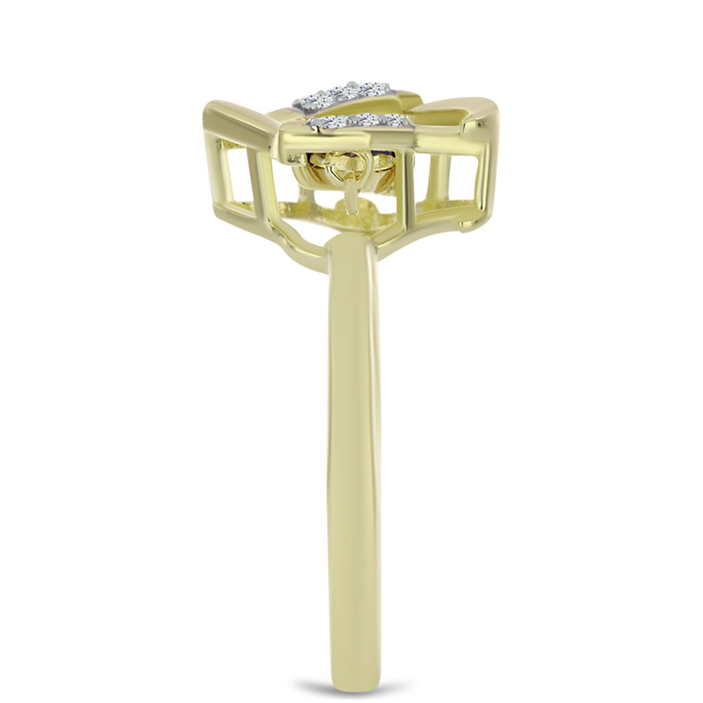 Pozlacený Stříbrný Prsten s Modrým tančícím diamantem a Bílým Topazem