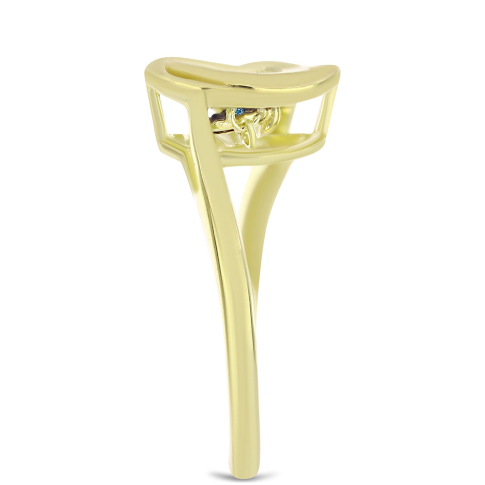 Pozlacený Stříbrný Prsten s Modrým tančícím diamantem