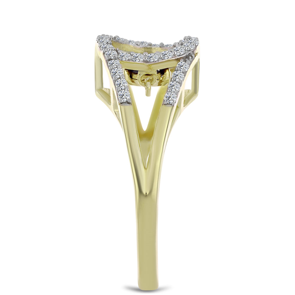 Pozlacený Stříbrný Prsten s Modrým tančícím diamantem a Bílým Topazem