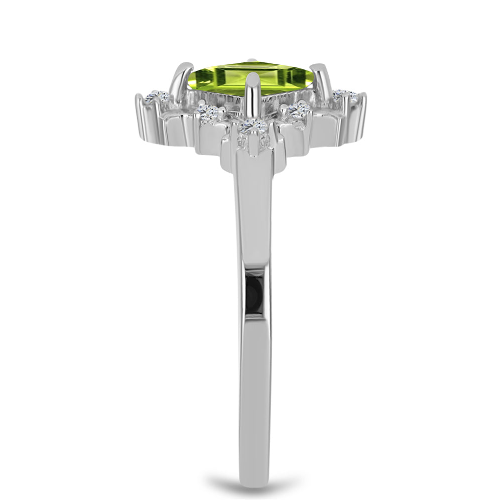 Stříbrný Prsten s Čchang-pajským Peridotem a Bílým Topazem