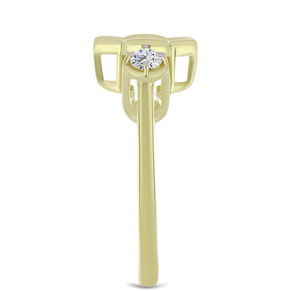 Pozlacený Stříbrný Prsten s Modrým tančícím diamantem a Bílým Topazem