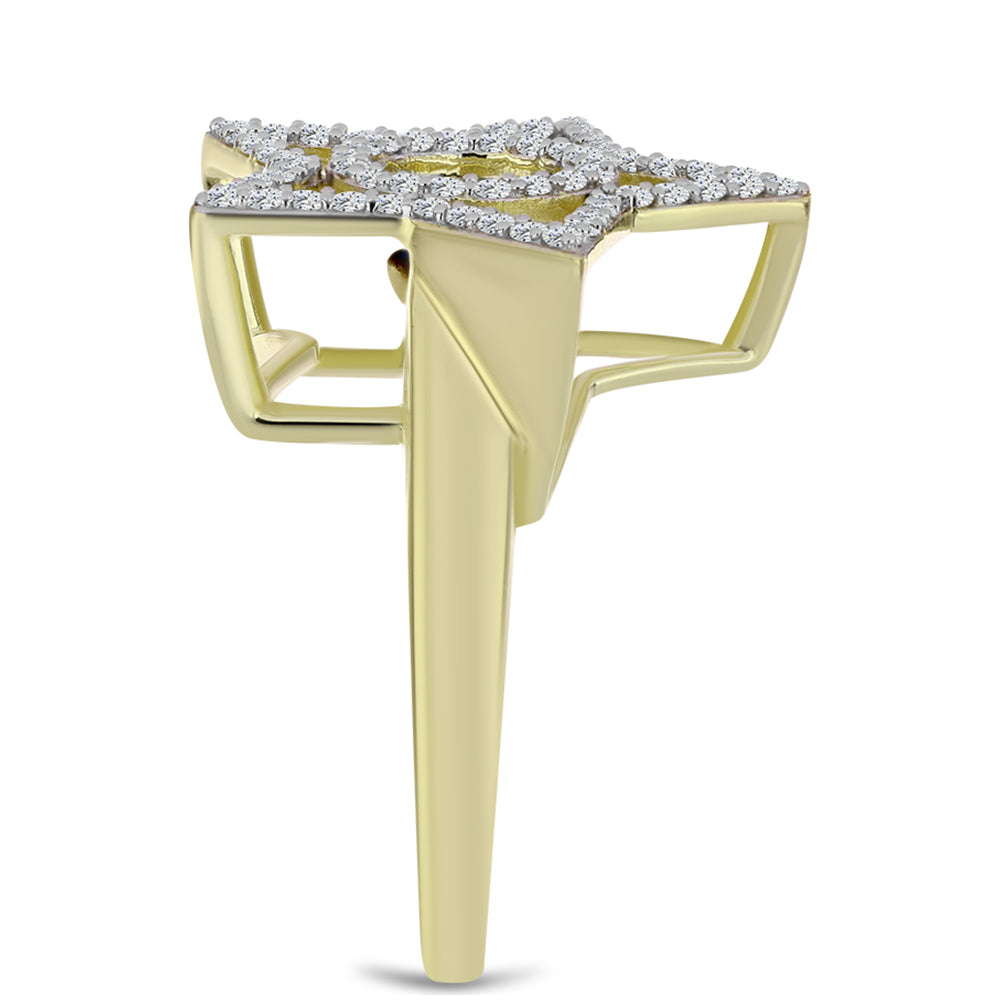 Pozlacený Stříbrný Prsten s Modrým tančícím diamantem a Bílým Topazem