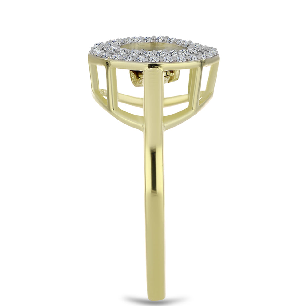 Pozlacený Stříbrný Prsten s Modrým tančícím diamantem a Bílým Topazem