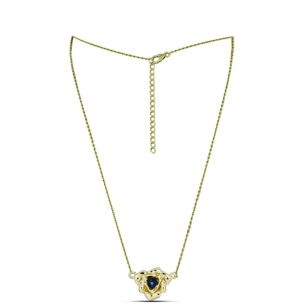 Pozlacený Stříbrný Náhrdelník s Modrým tančícím diamantem