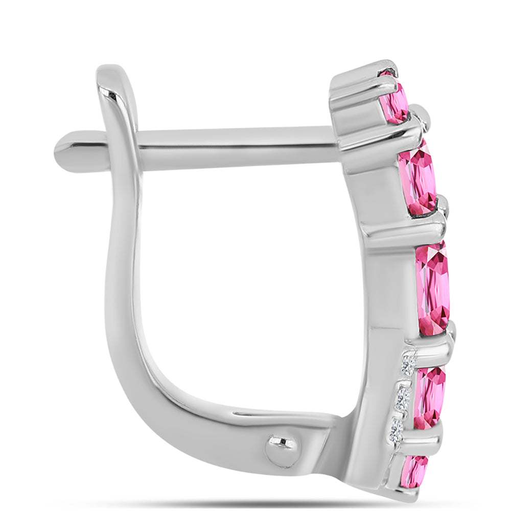 Stříbrné Náušnice s Růžovým Turmalínem z Pelmadulla a Bílým Topazem