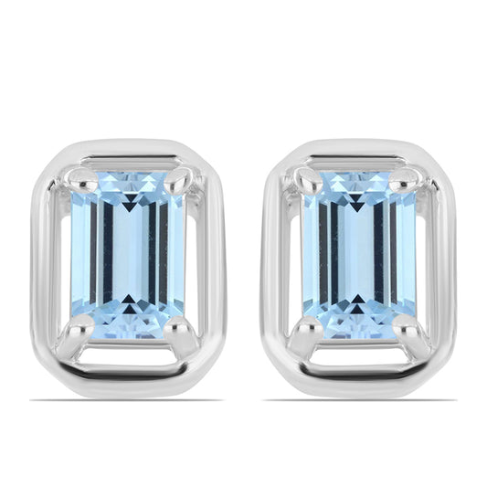 Stříbro 925/1000 Náušnice s Akvamarínem z Embu County - Karátové číslo: 1.04. přibližná hmotnost: 2.02 gramů