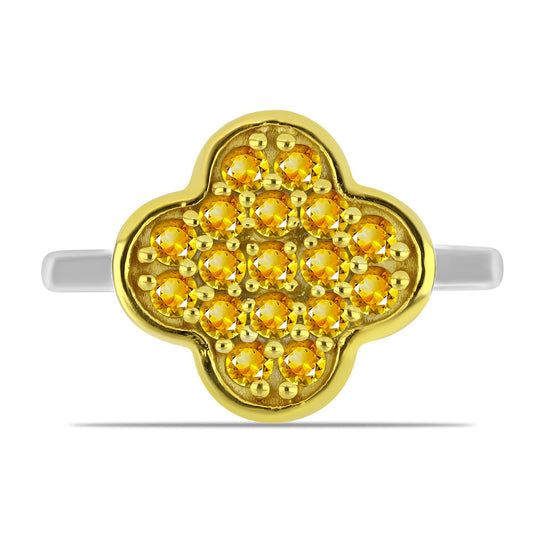 Stříbro 925/1000 - Prsten s Uralským Citrínem - Karátové číslo: 0.73. přibližná hmotnost: 2.56 gramů