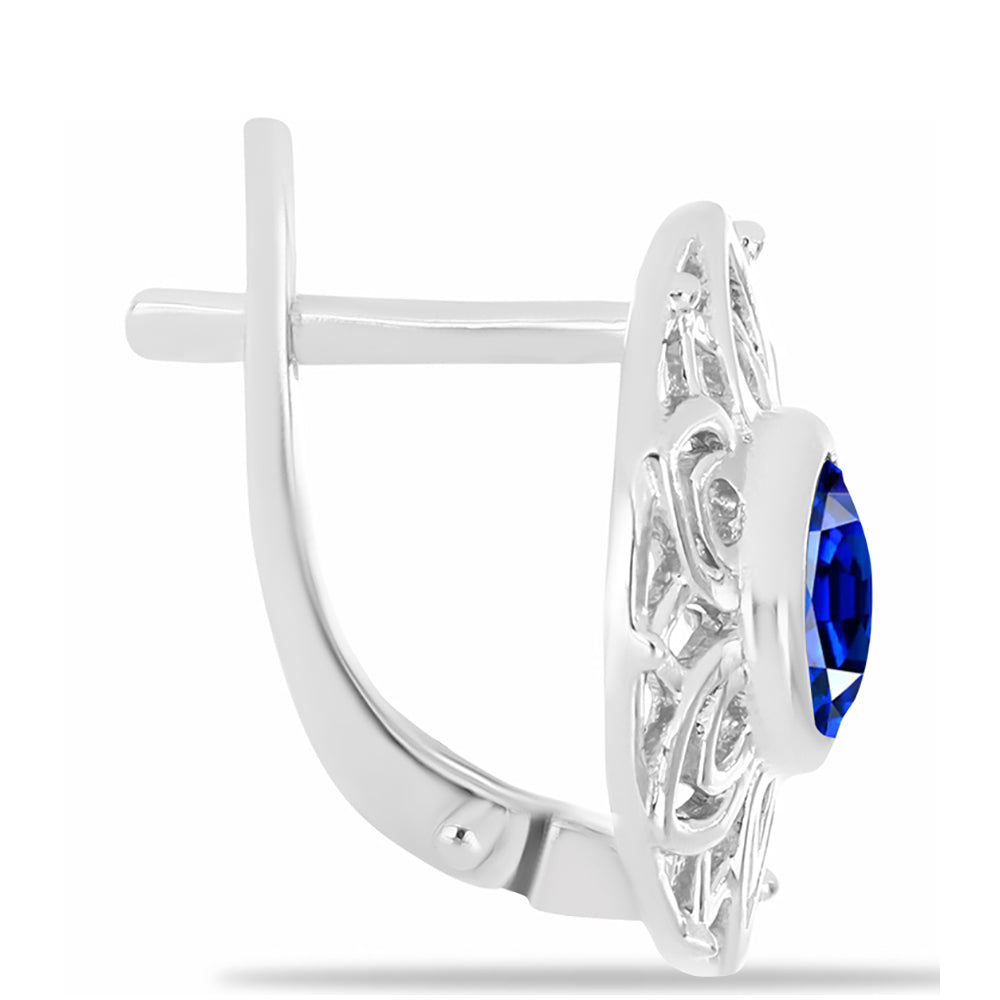 925 / 1000 Sterlingové Stříbro Náušnice s Australským Modrým Safírem