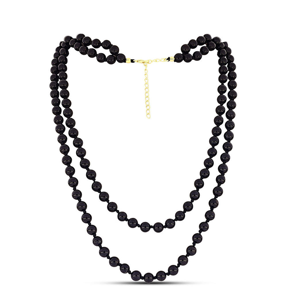 Pozlacený Stříbrný Náhrdelník s Černým Onyxem