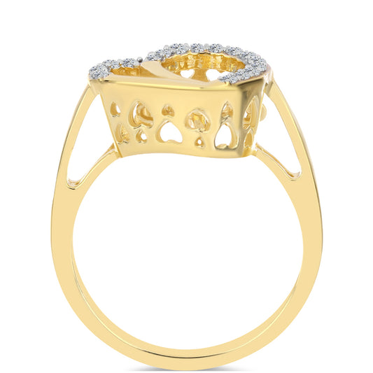 Pozlacené Stříbro 925/1000 - Prsten s Cognac Diamantem a Bílým Topazem - Karátové číslo: 0.22. přibližná hmotnost: 3.4 gramů