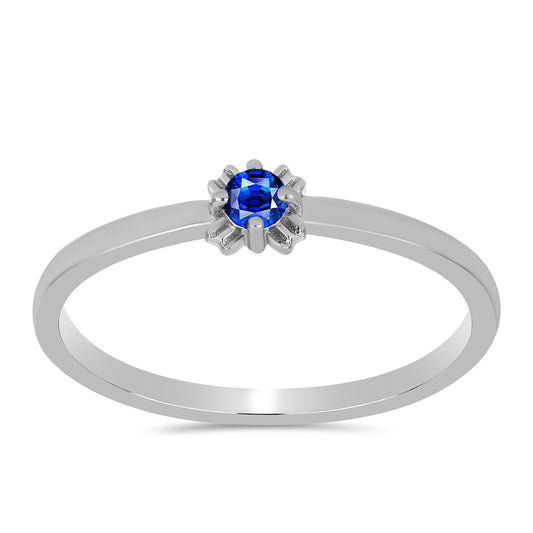 Stříbro 925/1000 - Prsten s Australským Modrým Safírem - Karátové číslo: 0.16. přibližná hmotnost: 1.45 gramů