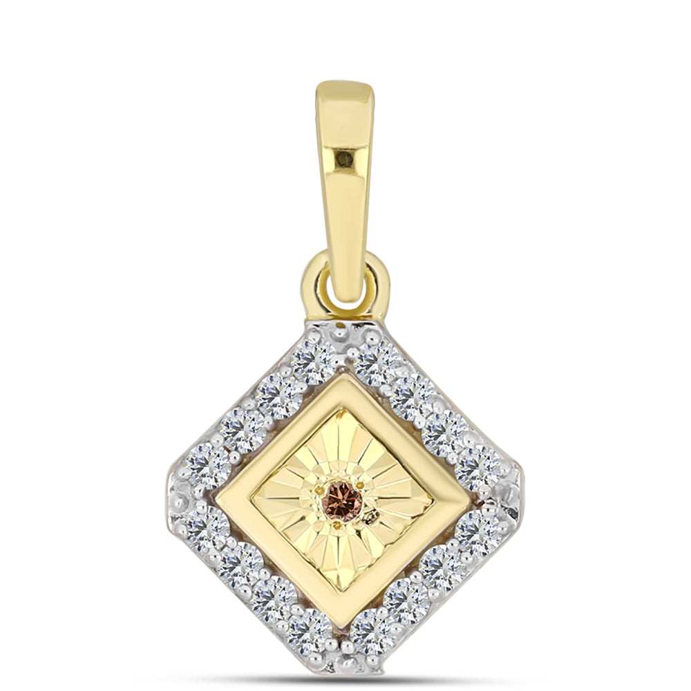 Pozlacený Stříbrný Přívěsek s Cognac Diamantem a Bílým Topazem