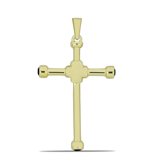 Pozlacené Stříbro 925/1000 - Přívěsek s Černým Onyxem - Karátové číslo: 0.12. přibližná hmotnost: 1.99 gramů