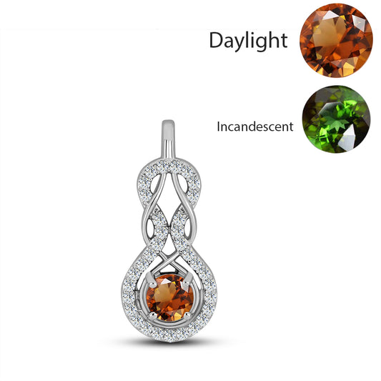 Stříbro 925/1000 - Přívěsek s Certifikovaný Anatolským zultanitem pěstovaný v laboratoři a Bílým Topazem - Karátové číslo: 0.86. přibližná hmotnost: 1.94 gramů